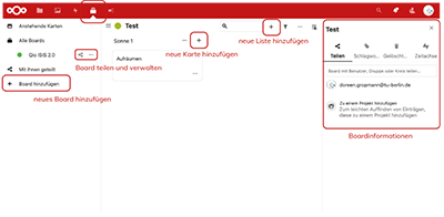  Klick öffnet Link: Oberfläche des Tools Deck in der TU Cloud 